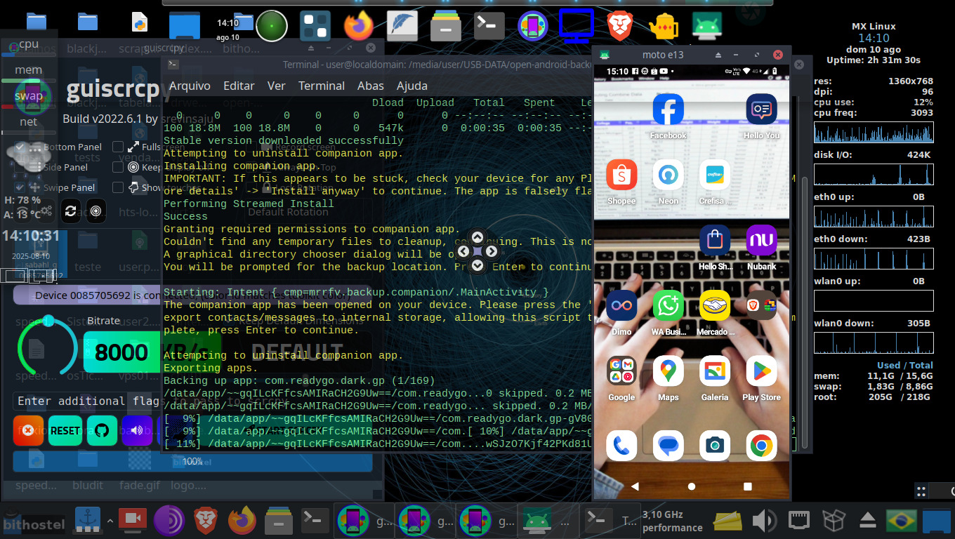 Trabalho de backup do dispositivo